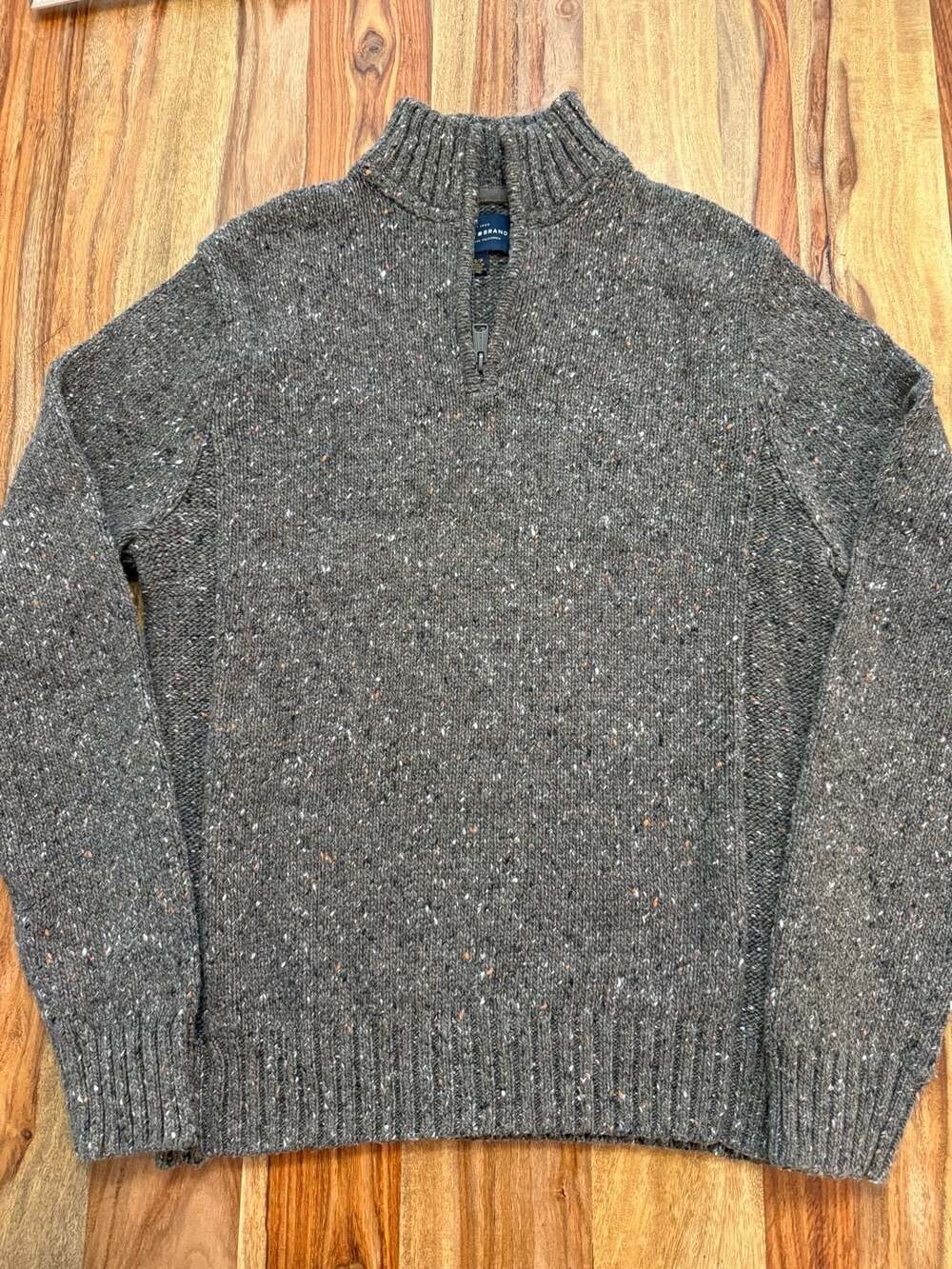 Lucky Brand 1/4 Zip Mock Neck Sweater Size S Speckled Wool Knit